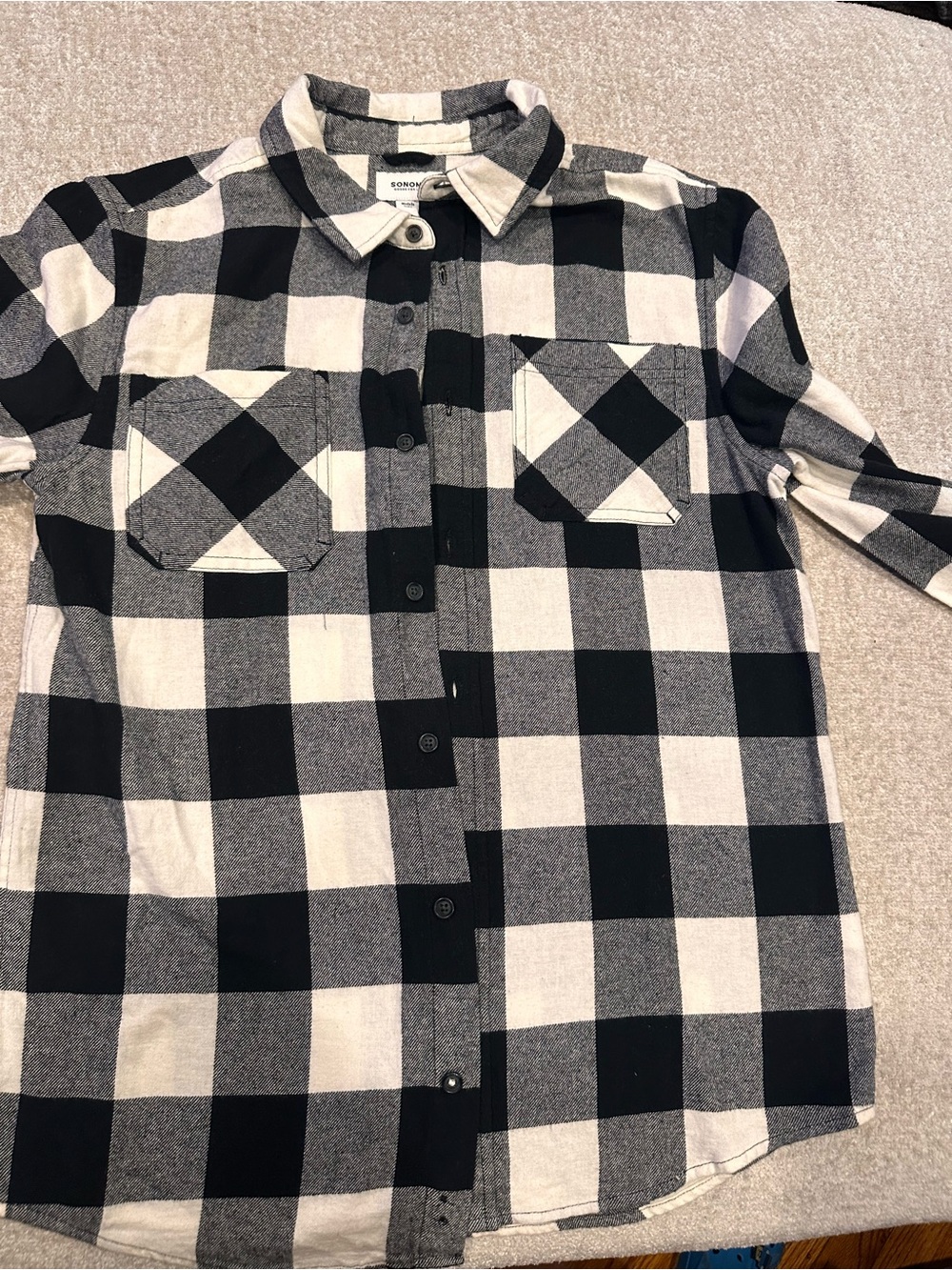 ComfortFit Black & White Buffalo Check Flannel Shirt - Unbranded